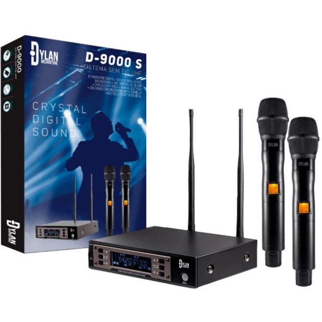 Microfone Dylan D-9000S UHF 2 Bastões